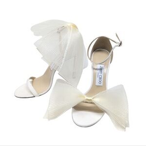 Jimmy Choo White Heels with Elegant Bows